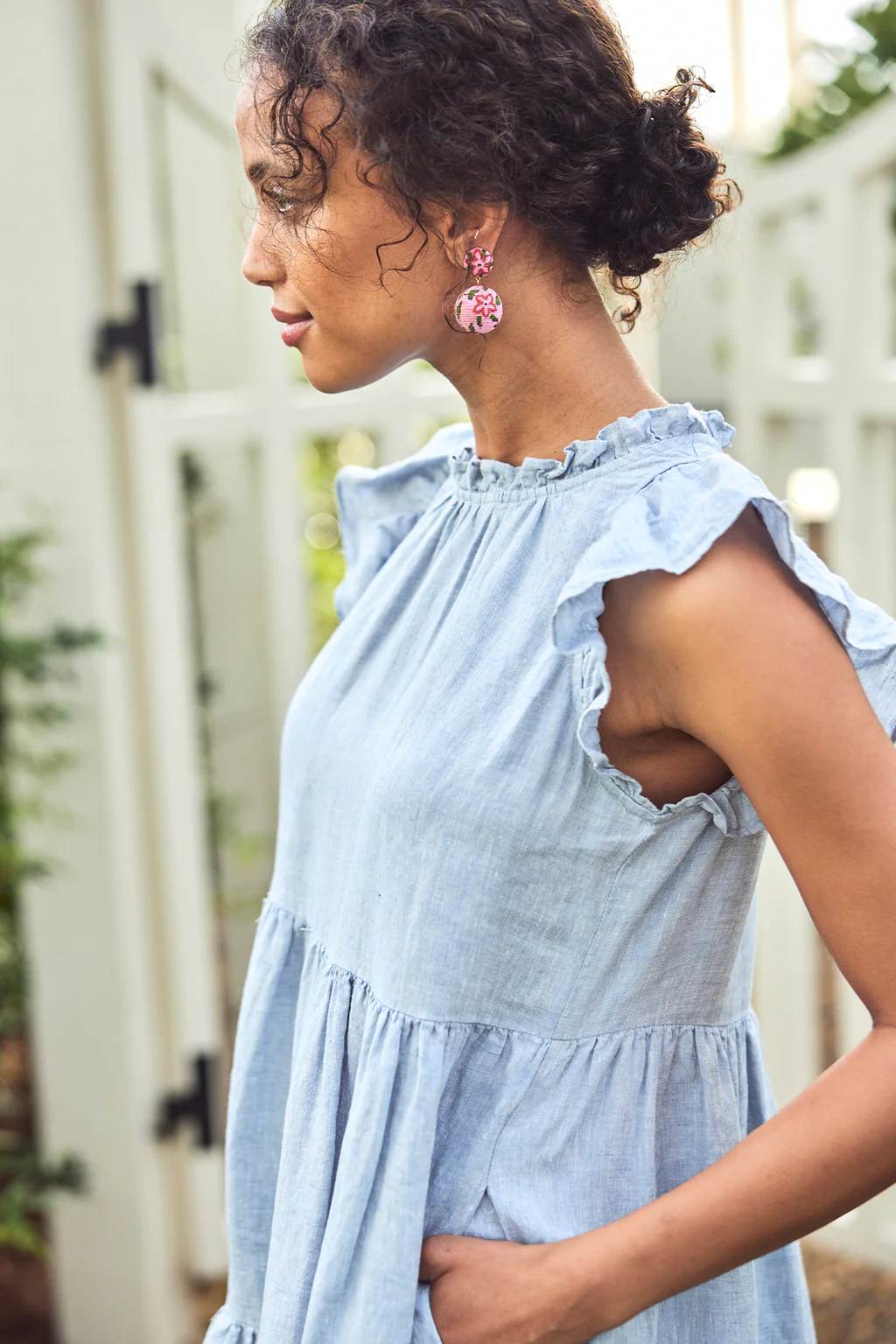 Chambray blue Helen dress, LAKE Pajamas