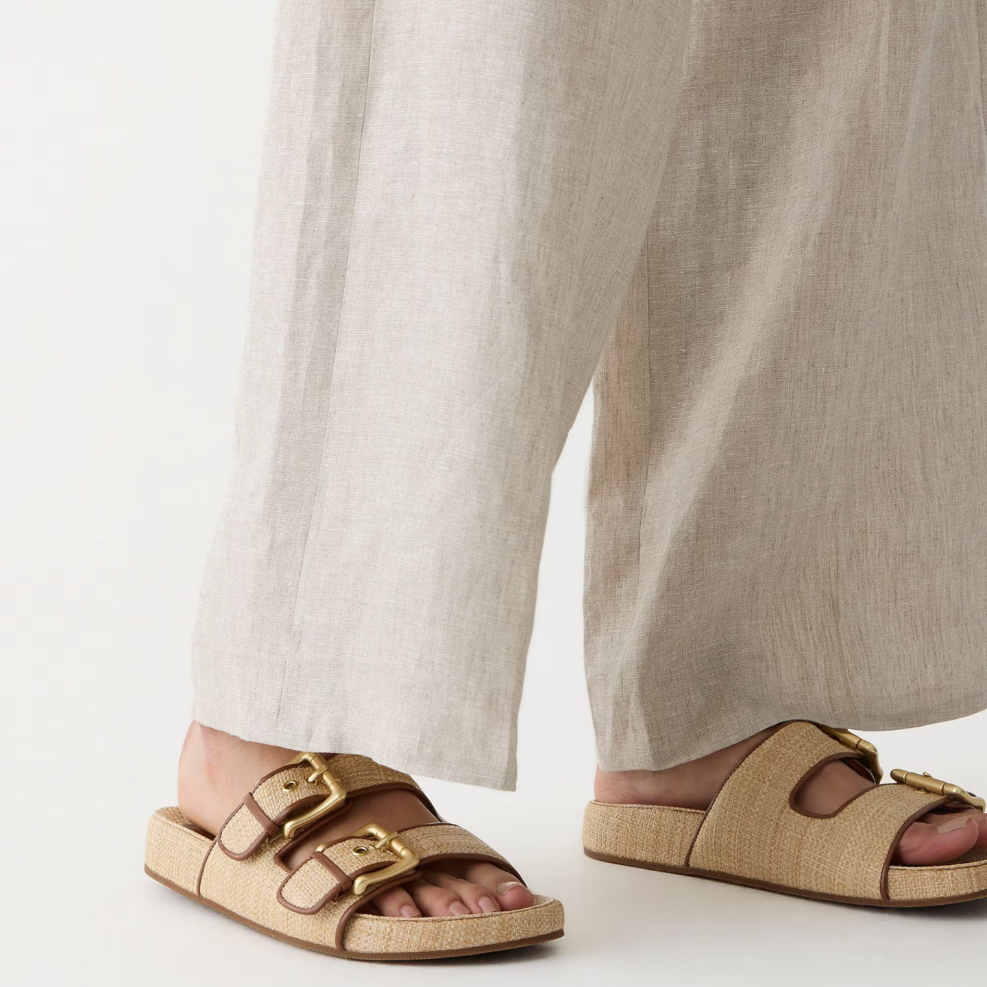 Raffia Birkenstock sandals, J. Crew