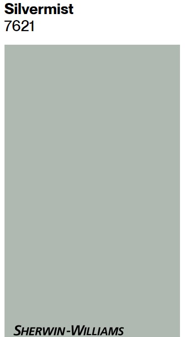 Sherwin Williams Silvermist paint color swatch. #sherwinwilliamssilvermist #duckeggbluepaintcolor