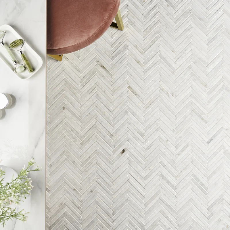 Natural stone herringbone marble mosaic tile