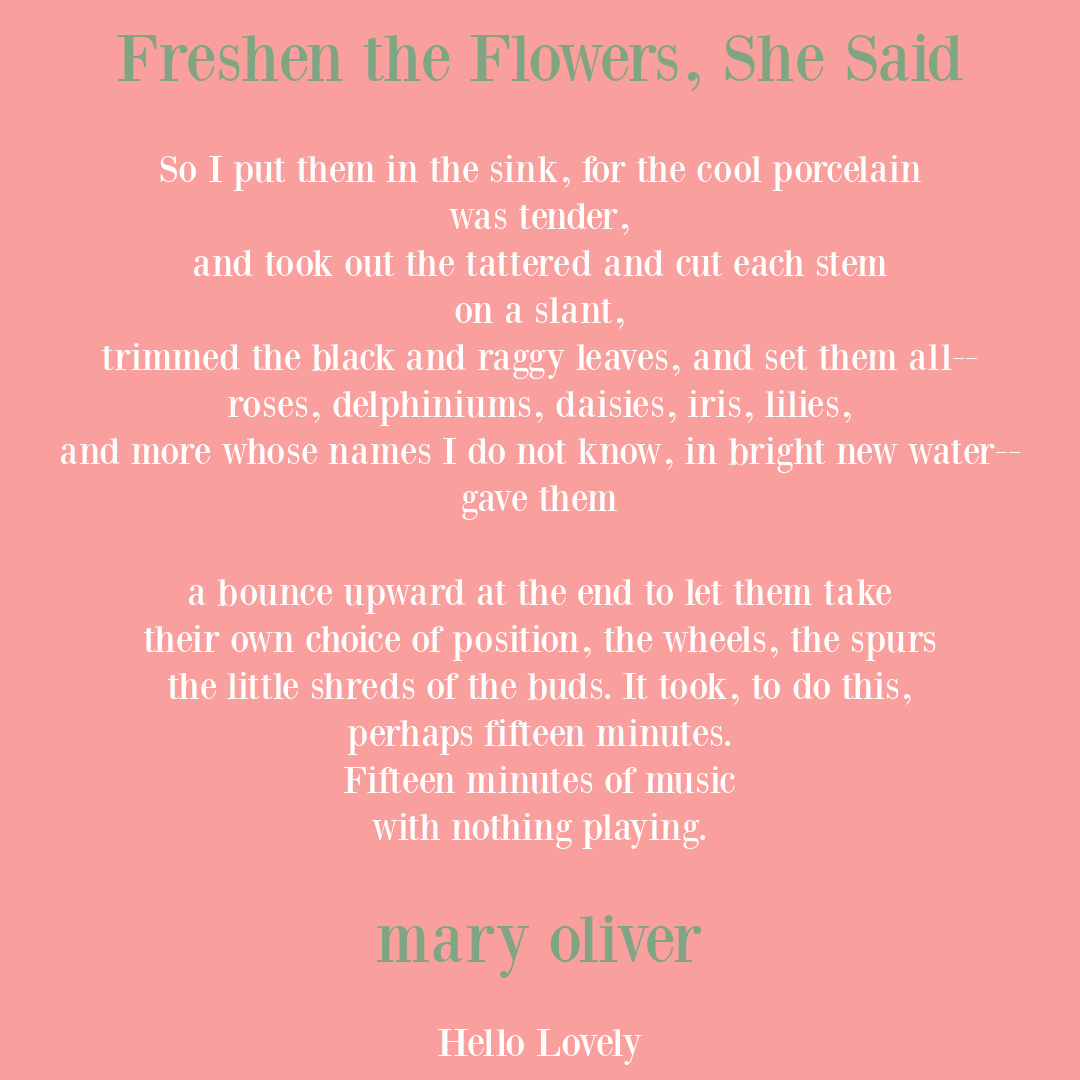 Mary Oliver poetry on Hello Lovely Studio. #maryoliverpoem #maryoliver #flowerpoem