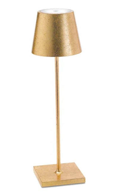 Zafferano rechargeable cordless lamp in Gold Leaf, Sabavi Home. #cordlesslamps 