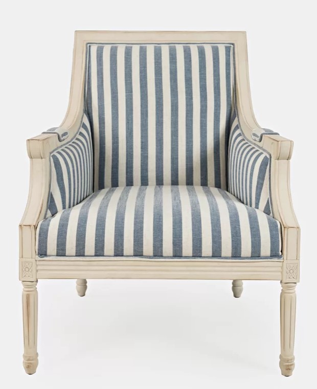 Blue Stripe Accent Chair with French style