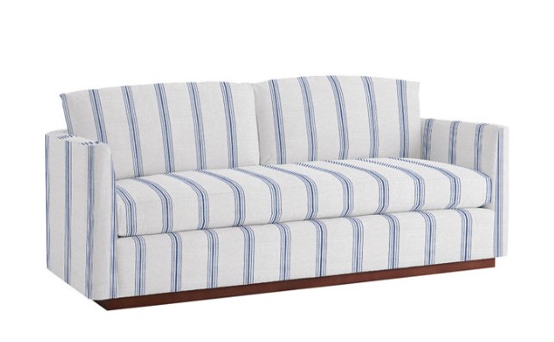 Kerstin Sofa with blue and white stripes, Ballard Designs.