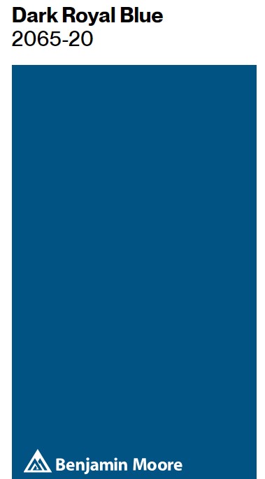 Benjamin Moore Dark Royal Blue paint color swatch. #darkroyalblue #royalbluepaintcolors