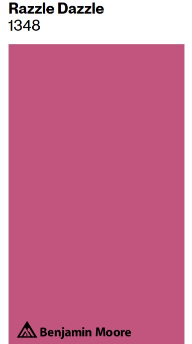Benjamin Moore Razzle Dazzle 1348 paint color swatch. #benjaminmoorerazzledazzle