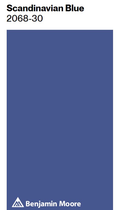 Benjamin Moore Scandinavian Blue paint color swatch. #benjaminmoorescandinavianblue