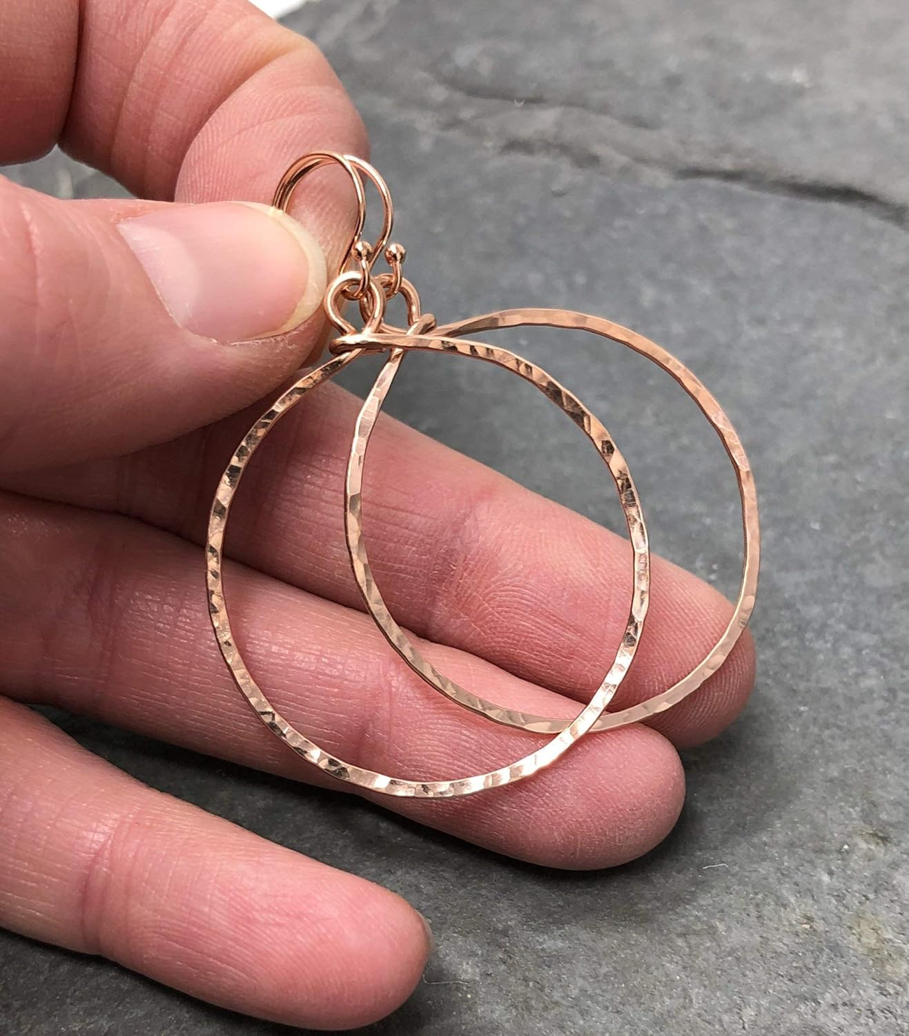 Handmade gold filled hammered hoops. #hammeredgold #goldhoops