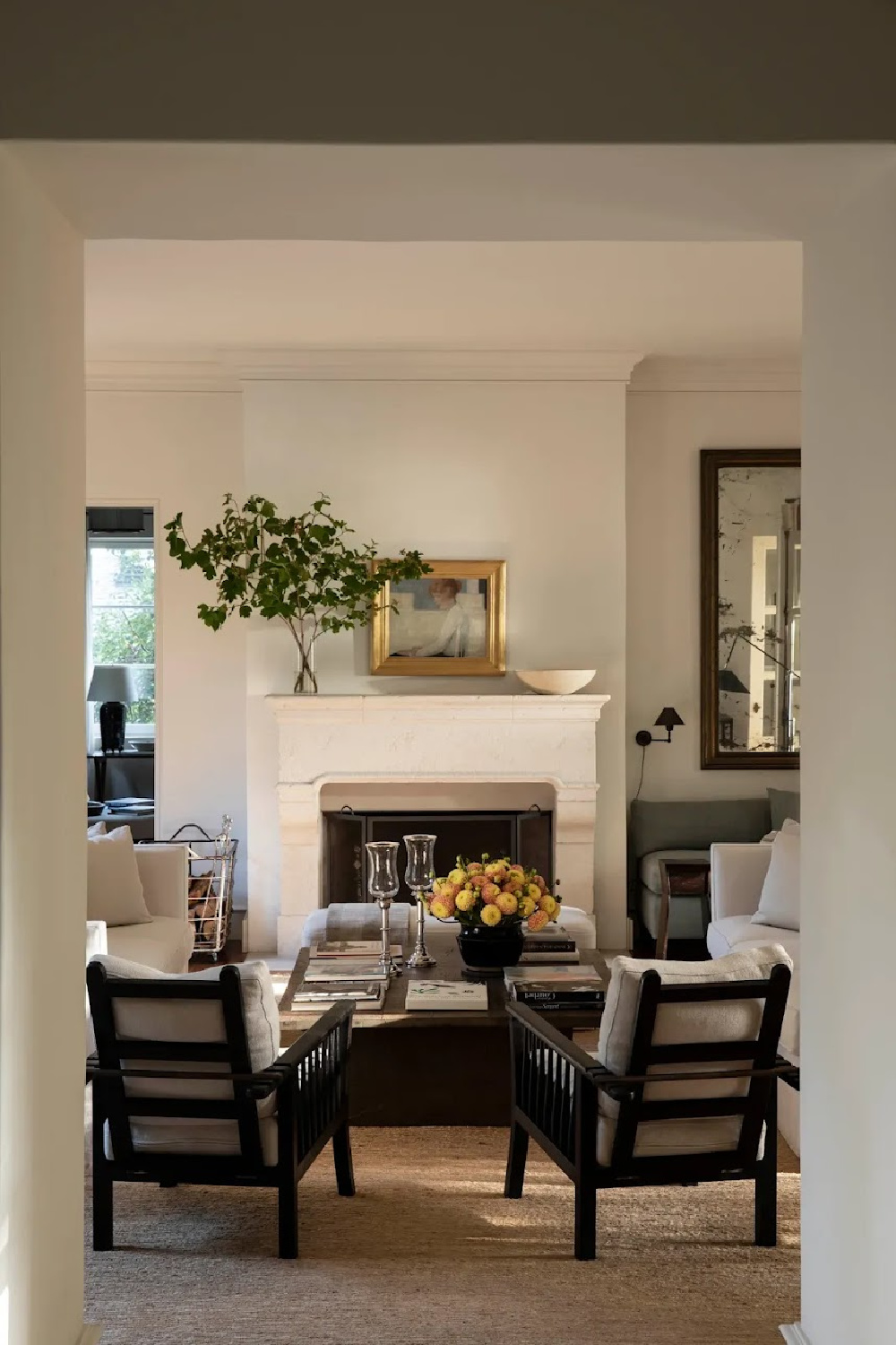 Living room in Nancy Meyers Provencal LA renovated home in Architectural Digest.