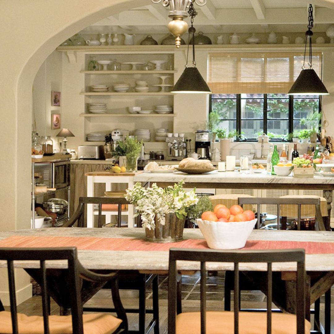 Meryl Streep's It's Complicated movie kitchen (Nancy Meyers) with Belgian style in a Spanish home in California. #nancymeyerskitchen