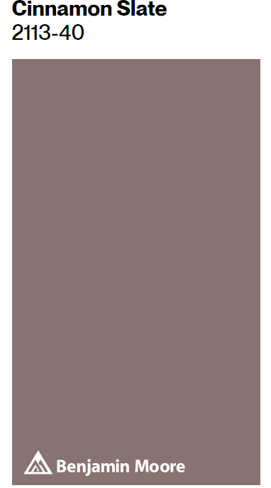 Benjamin Moore Cinnamon Slate 2113-40 paint color swatch. #cinnamonslate #purplepaintcolors