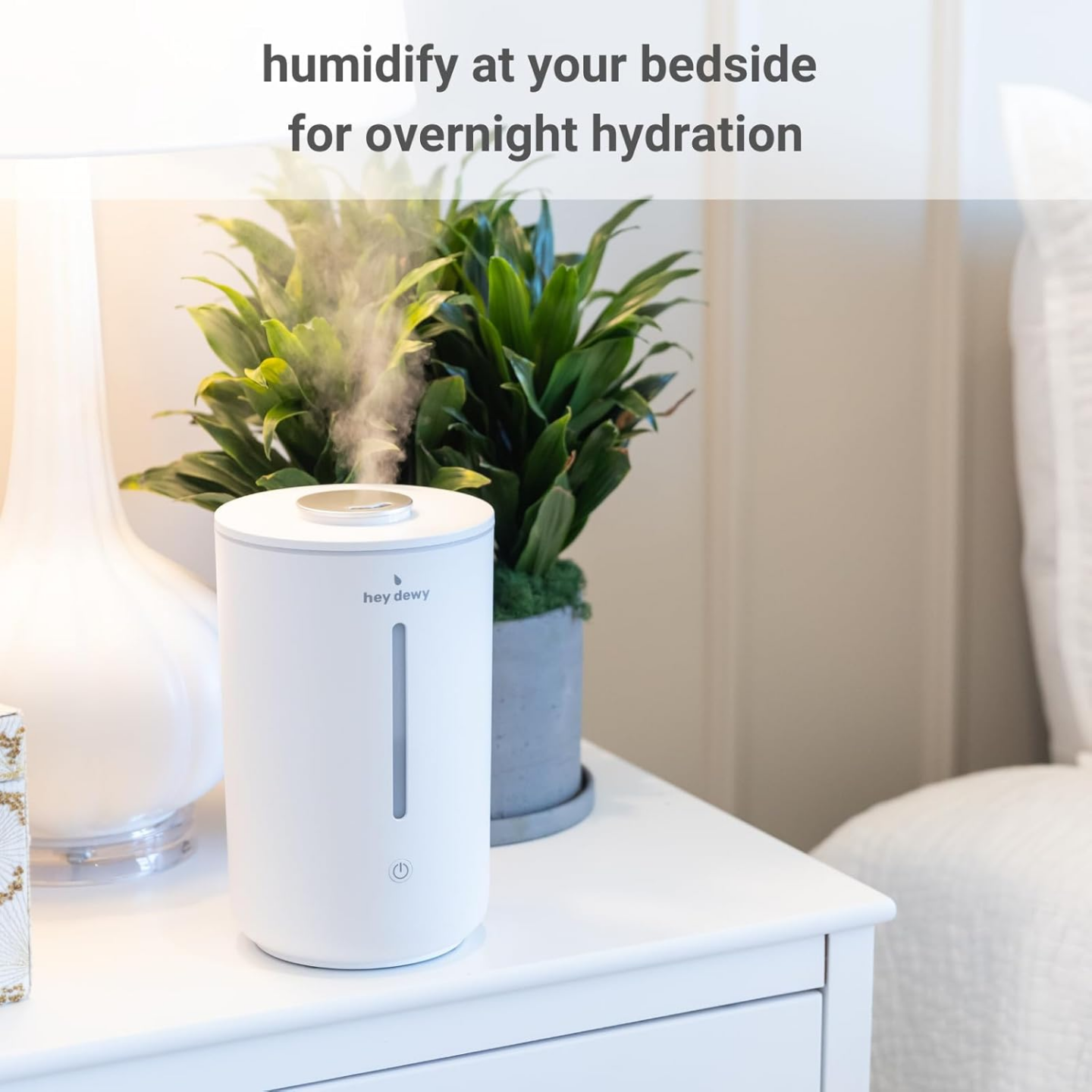 Hey Dewy Wellness Humidifier - for home, office, bathroom spa, or bedroom, with cool utrasonic mist hydration (Pearl) #portablehumidifier #hewdewy