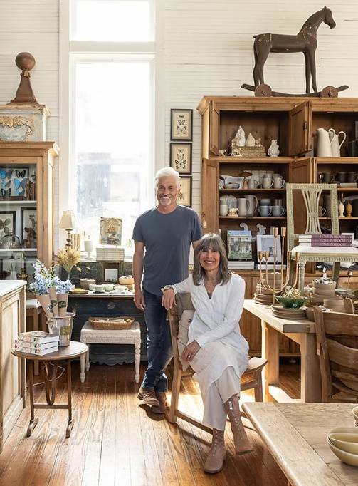 Steve Giannetti and Brooke Giannetti in Patina Home and Garden shop near Franklin, TN.