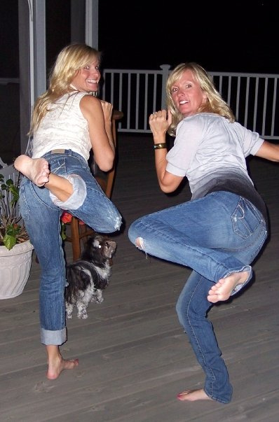Hello Lovely's Michele and sister kicking it on the deck.