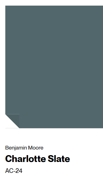 Benjamin Moore CHARLOTTE SLATE paint color swatch. #benjaminmoorecharlotteslate #charlotteslate