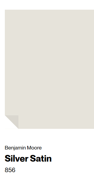 Benjamin Moore Silver Satin paint color swatch. #benjaminmooresilversatin