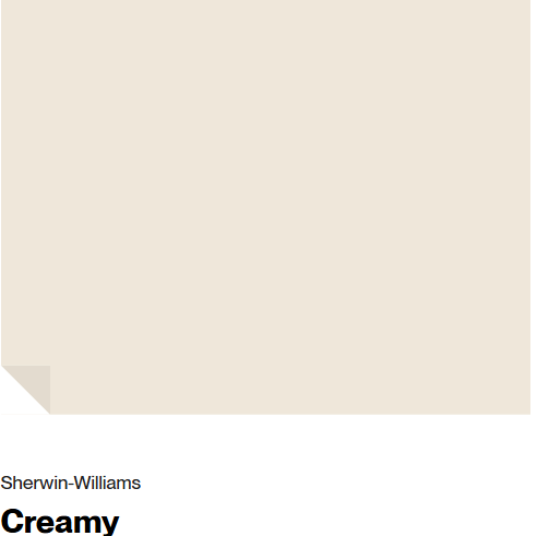Sherwin Williams Creamy paint color swatch. #swcreamy #sherwinwilliamscreamy