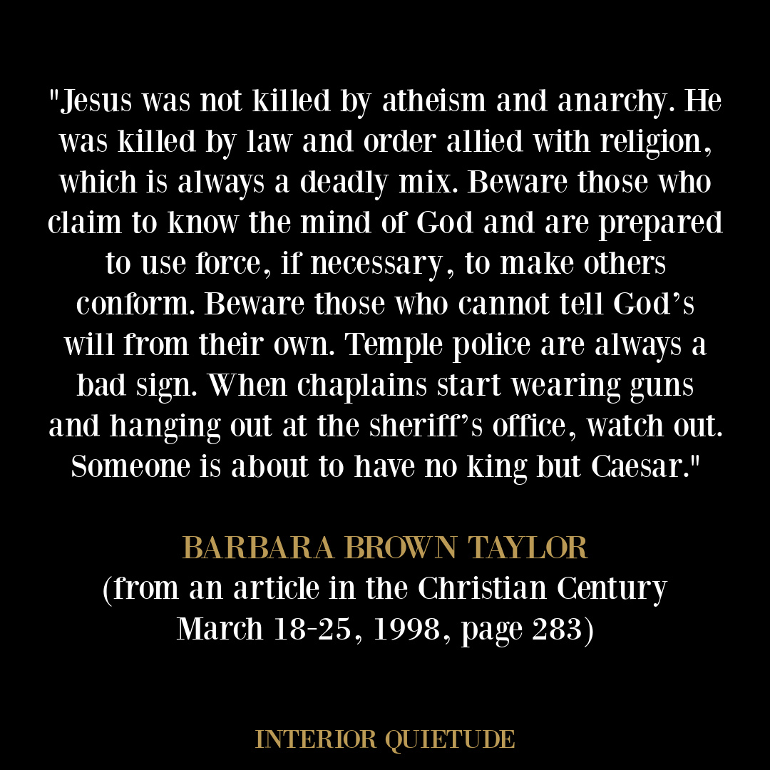 Barbara Brown Taylor quote about Jesus, Christianity, and politics. #bbt #christianityquotes