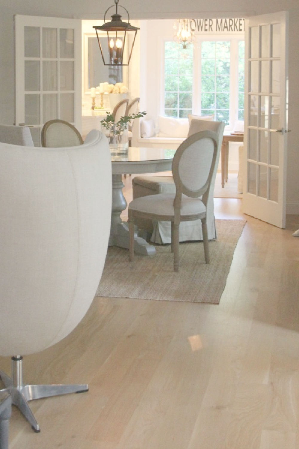 White oak hardwood flooring left natural and finished with matte poly - Hello Lovely Studio.
