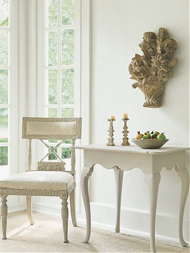 Elegant Shannon Bowers designed vignette with antiques and old world style - Veranda magazine.