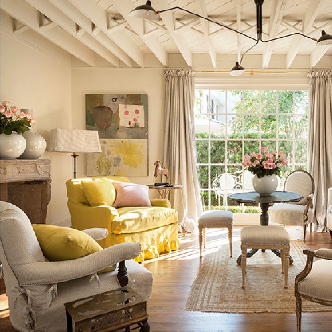 Shannon Bowers designed living room with modern French charm.