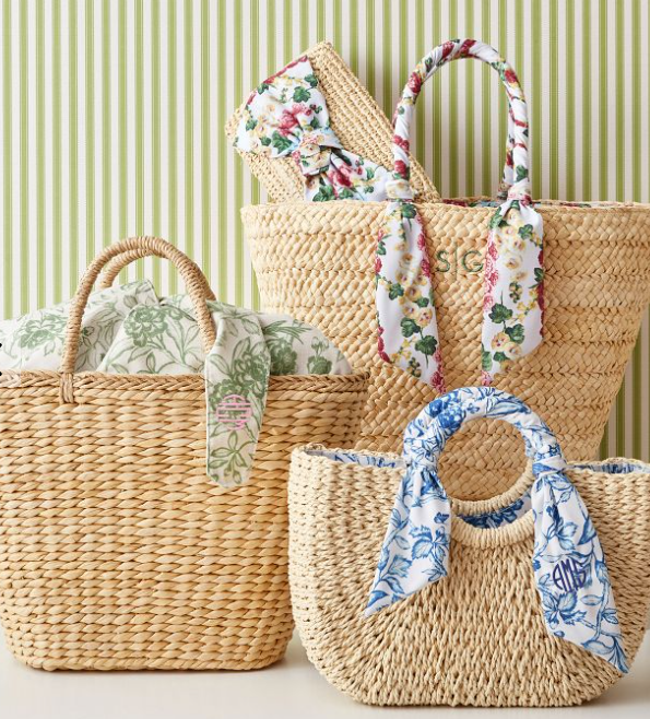Sanderson Ribbon Wrapped Beach Totes, Mark & Graham.