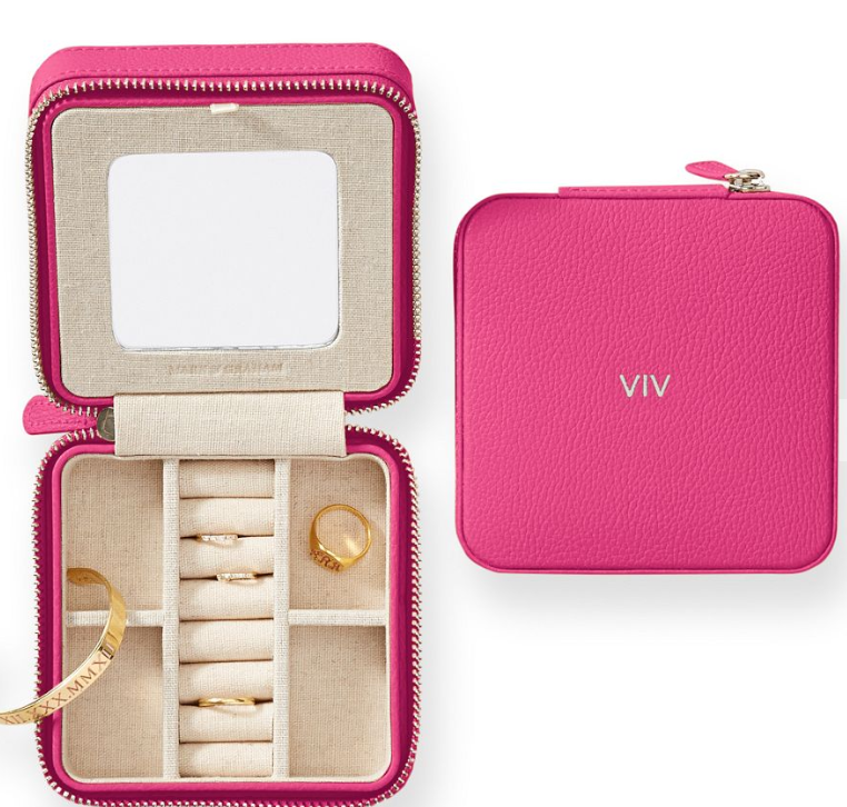 Small Travel Jewelry Case, Mark & Graham (color is orchid).