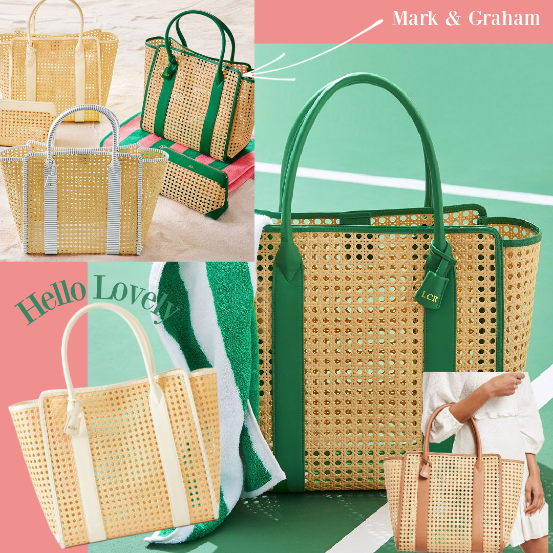 Waterproof Caning Tote, Mark & Graham. #monogrammedgifts #cane #beachtote