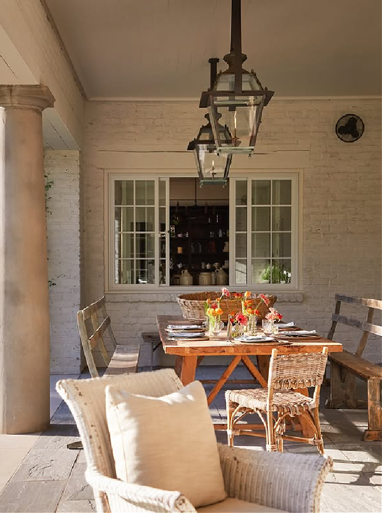 Shannon Bowers designed outdoor dining area in Milieu magazine, Fall 2021.
