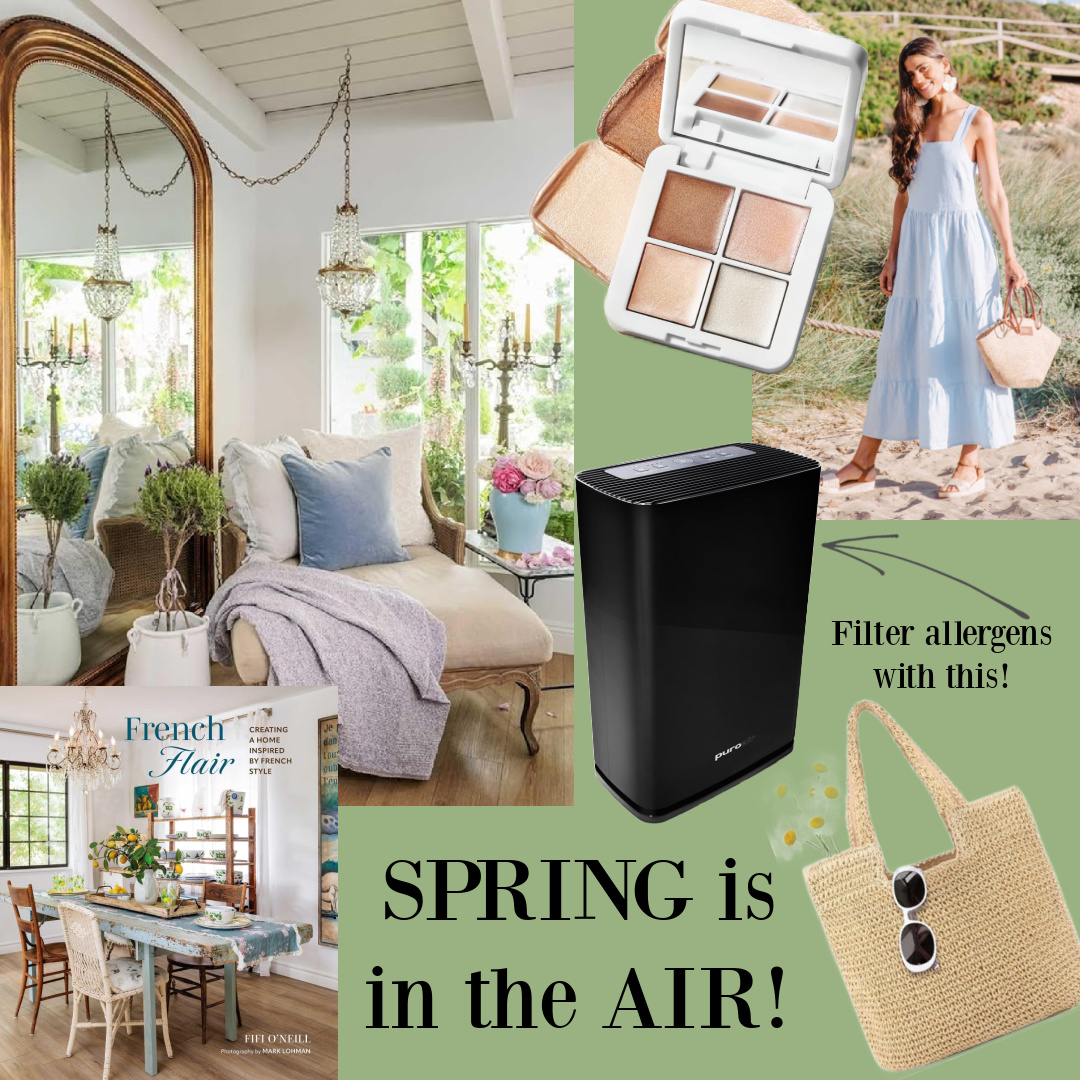 Spring Pretty Things including a HEPA air purifier, fashio, and a French decor book - Hello Lovely.