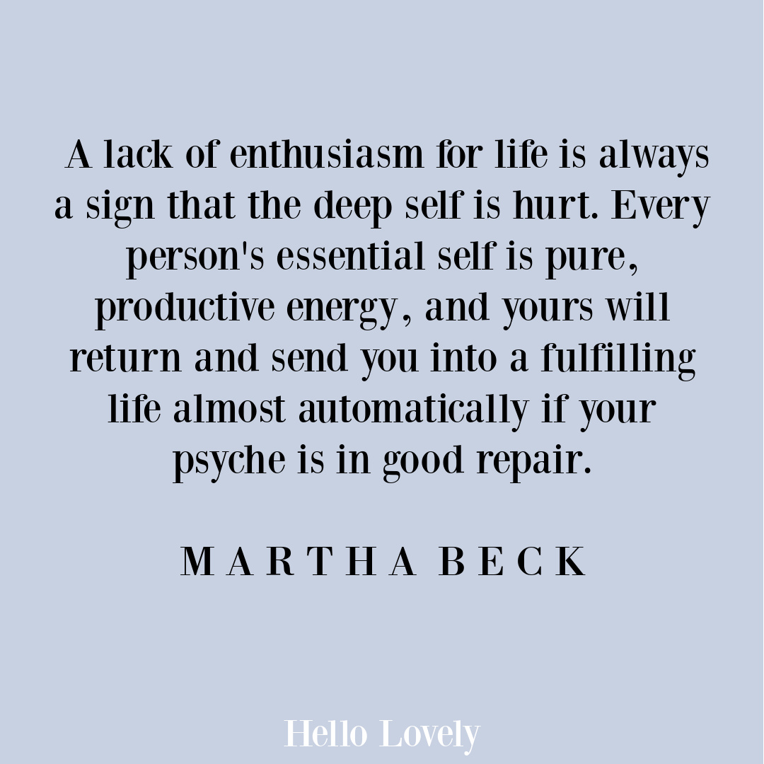 Martha Beck quote about joy and depression on Hello Lovely Studio.
