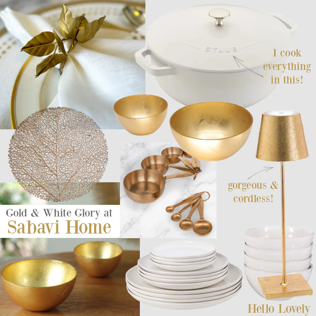 Sabavi Home white and gold favorite finds for home from HELLO LOVELY. #sabavihome