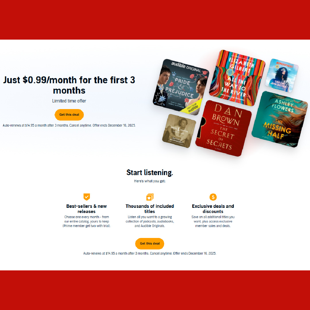 Audible Subscription Membership from Amazon, November 2025.