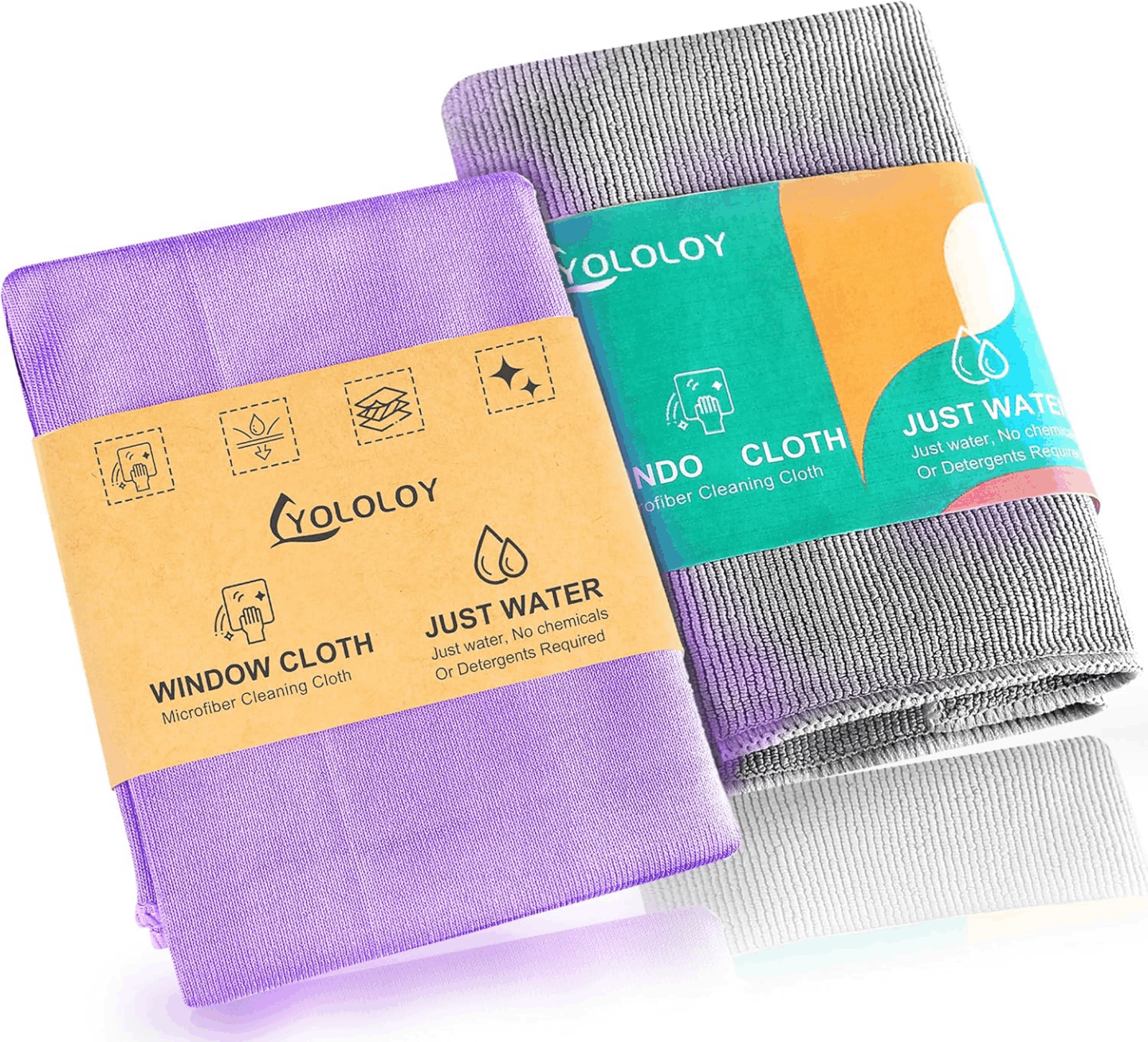 Microfiber cleaning cloth set for windows, glass, mirror where you just add water and use with no cleaners.