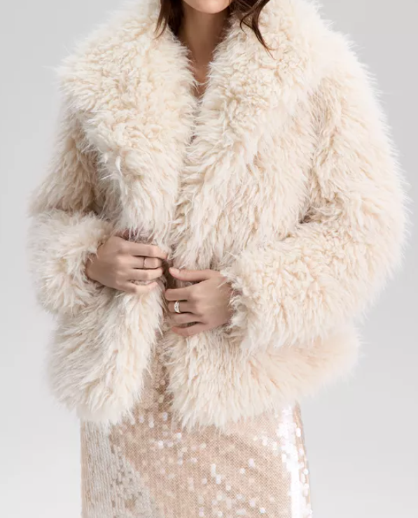 ivory shaggy jacket - Macy's.