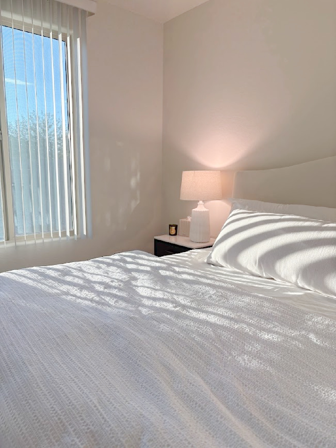 DURING - Hello Lovely's primary ebony and ivory serene bedroom coming together at the snowbird sanctuary project.