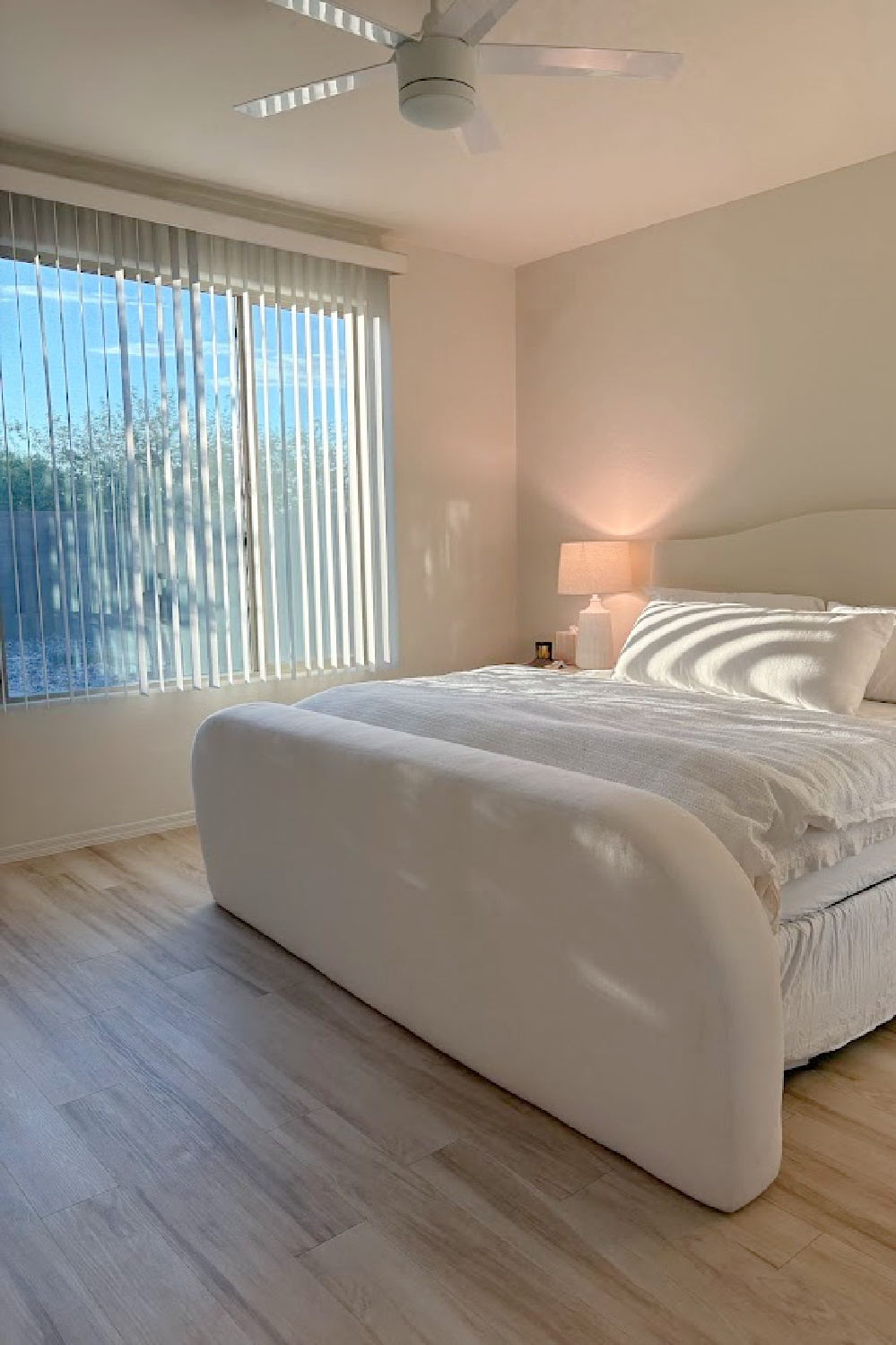 DURING - Hello Lovely's primary ebony and ivory serene bedroom coming together at the snowbird sanctuary project.