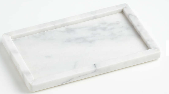 French kitchen white marble rectangular tray - Crate and Barrel.