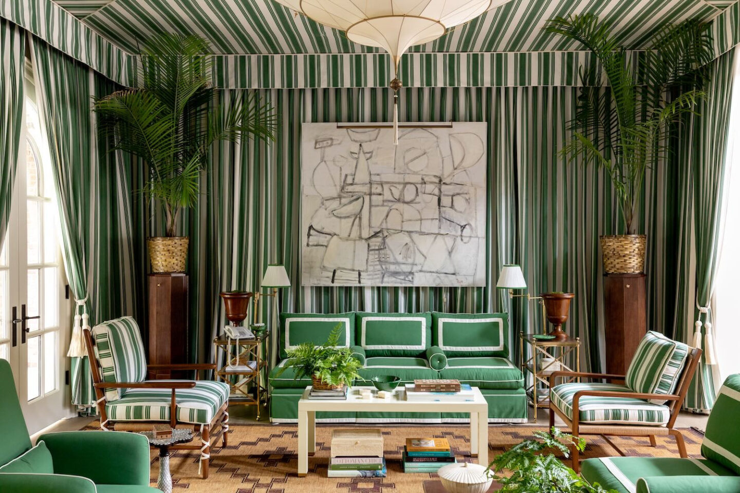 Mark D. Sikes designed salon ("Tangier Tent") in FLOWER MAGAZINE'S Nashville Showhouse - photo by Leslee Mitchell. #interiordesign #flowerlovers
