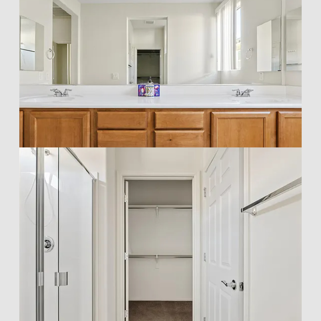 before - primary bath and closet in Hello Lovely's snowbird sanctuary Arizona home.