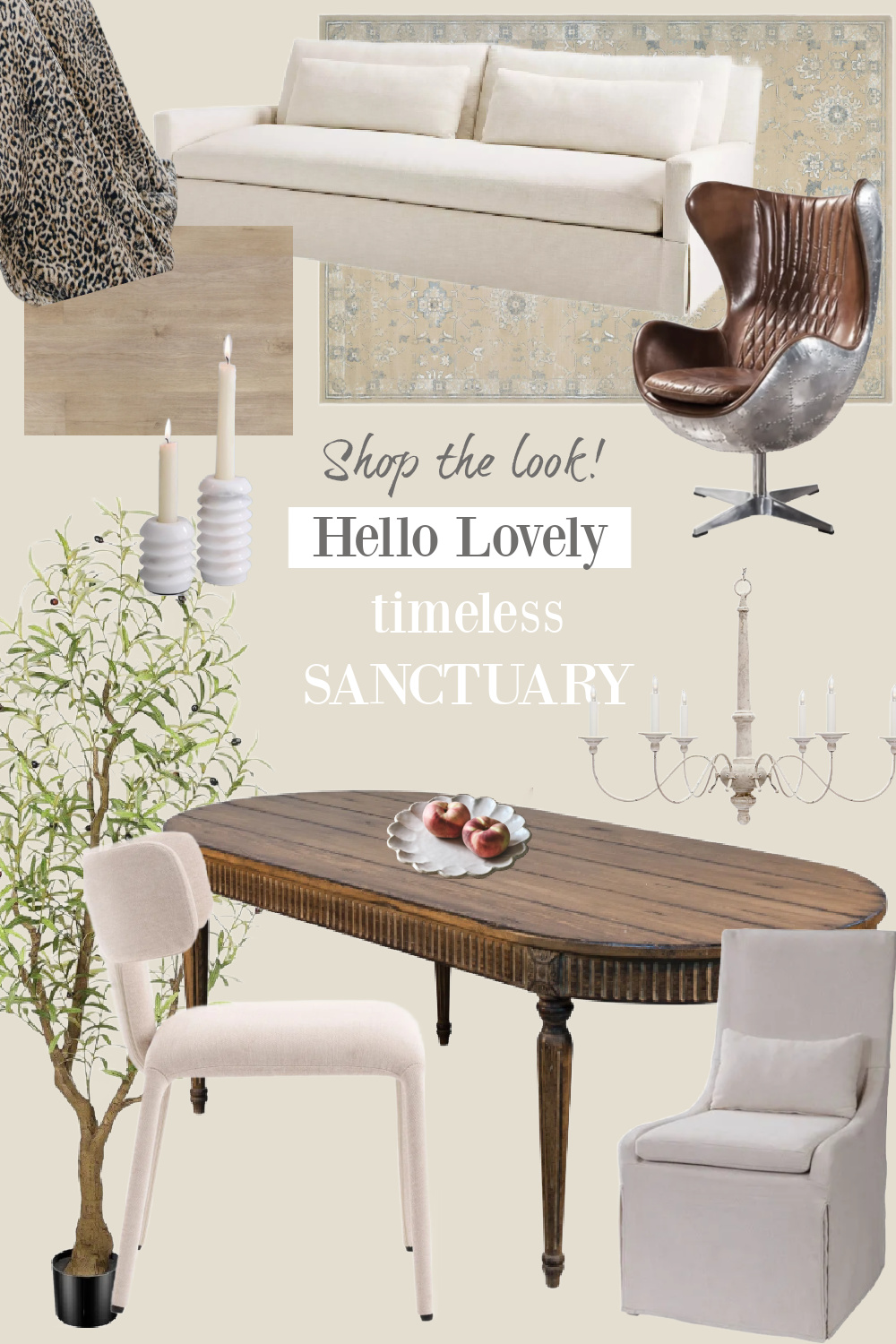 Shop the look of Hello Lovely's timeless sanctuary living room and dining room. #timelessinteriors #frenchcountrydecor
