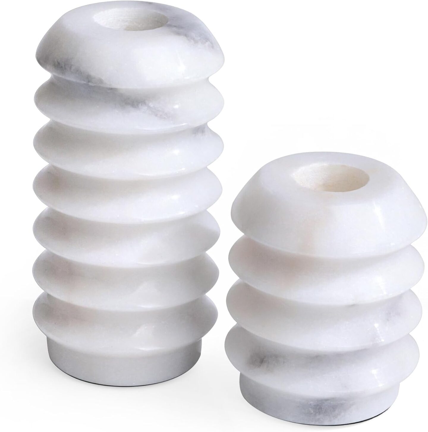White marble candlesticks, Amazon.