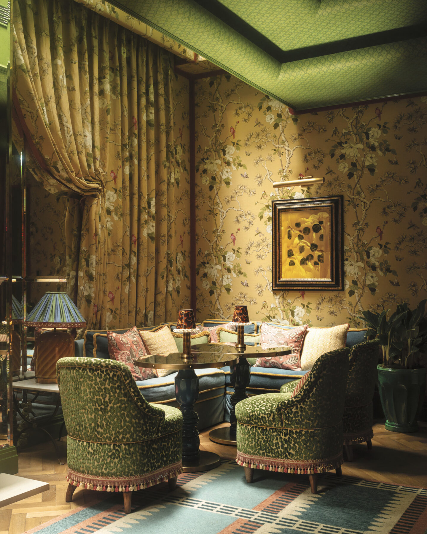Luxurious intimate interior design with green from the book MY LIFE IN COLORS (Rizzoli, 2025) by Martin Brudnizki. Photo by Oskar Proctor.