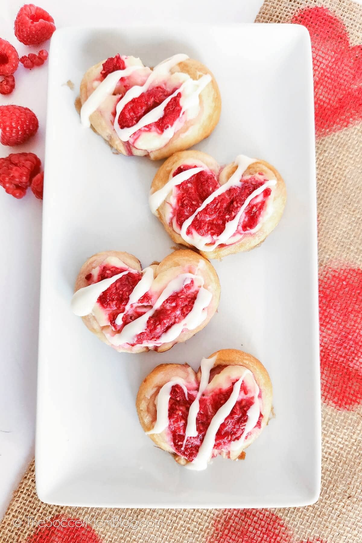 Valentine's Day heart shape danishes made with crescent roll dough by TheSoccerMomBlog.