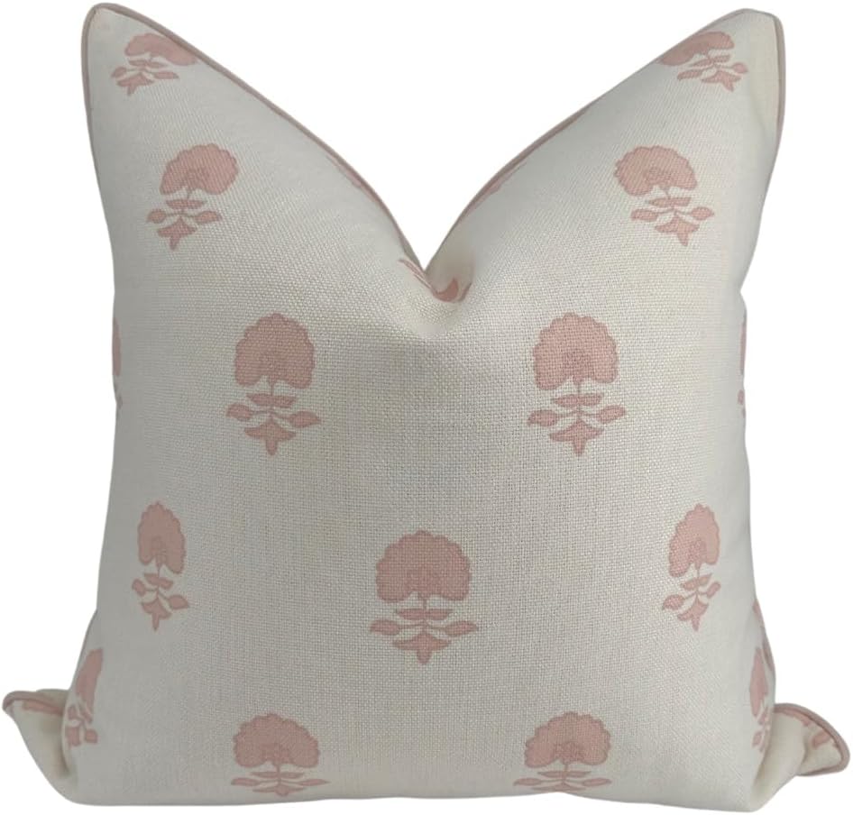 Jillien Harbor THE LAUDERDALE floral blockprint pillow cover in blush pink - Amazon.