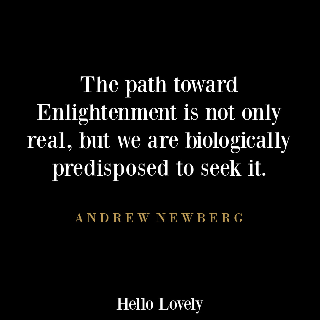 Andrew Newberg englightenment quote on Hello Lovely Studio.