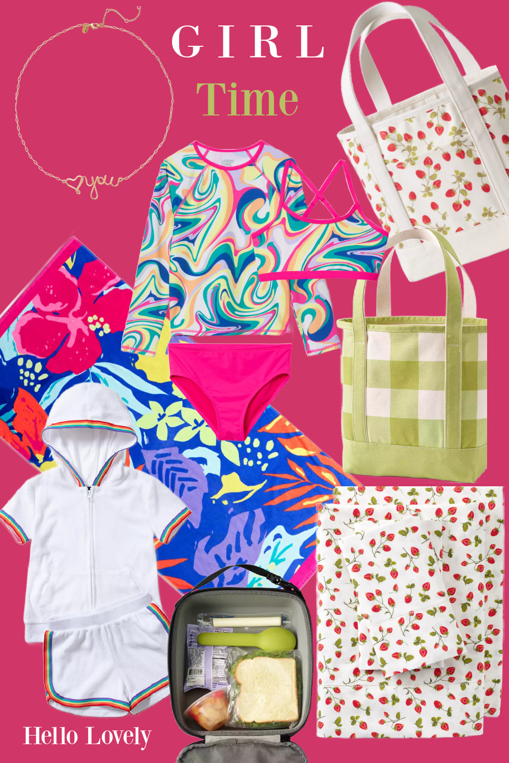 Girl Time - clothing, beach towel, necklace, tote bags and more from Lands End on Hello Lovely Studio. #girlgifts