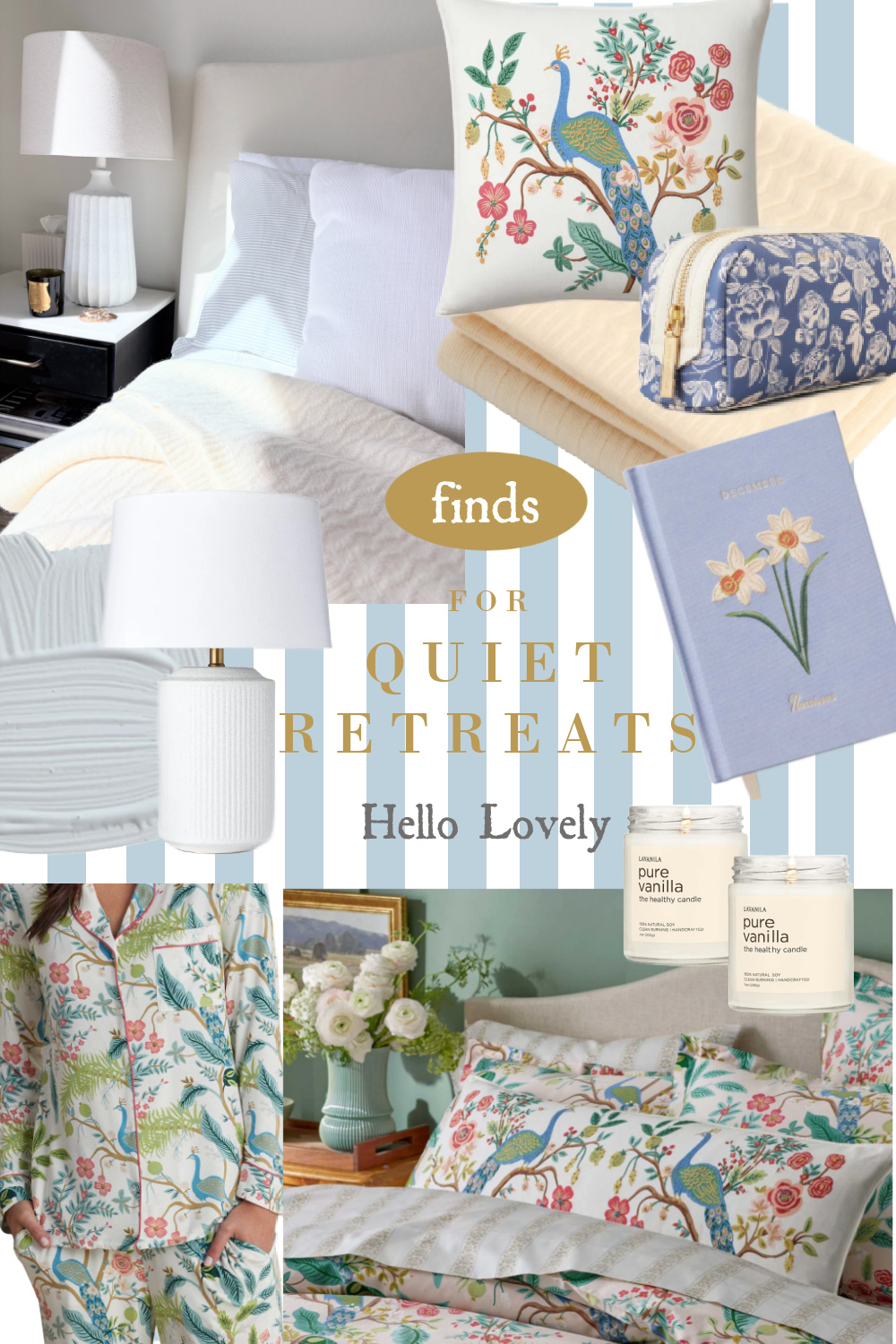 Hello Lovely finds for quiet retreats has resources for bedroom decor and cozy lifestyle.