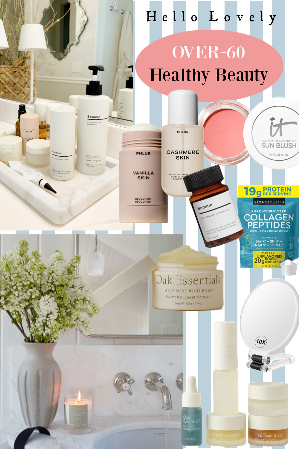 Hello Lovely's Over-60 Healthy Beauty Finds including hair care, skincare, and supplements for women in midlife.