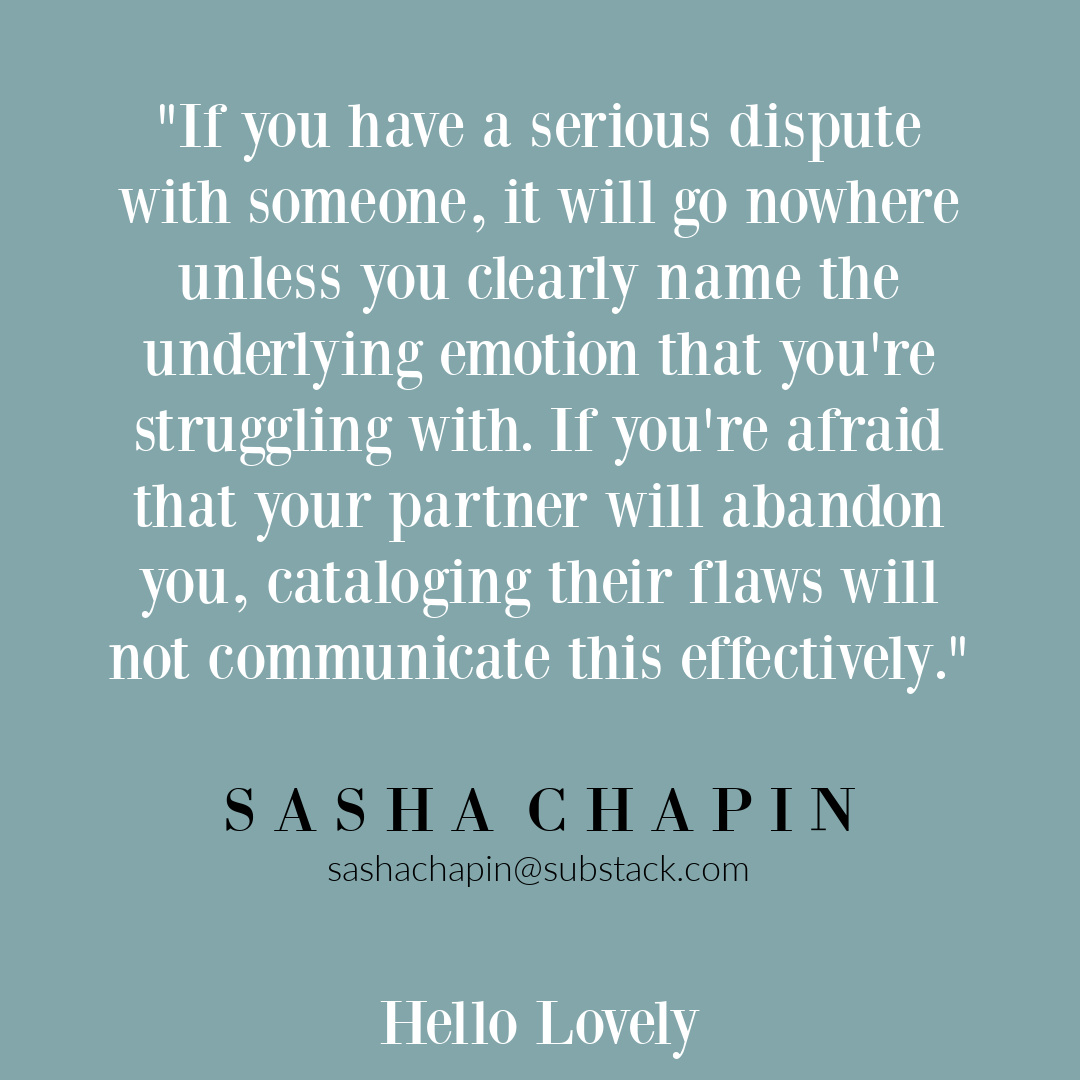 Sasha Chapin wisdom quote about conflict and communication on Hello Lovely Studio.